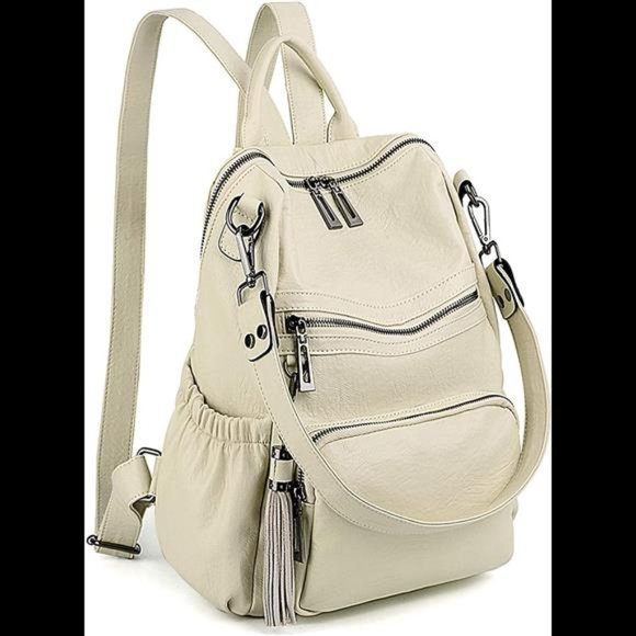 Women Backpack Purse Leather Vegan Ladies Fashion Designer Bag with Tassel - Picture 1 of 6
